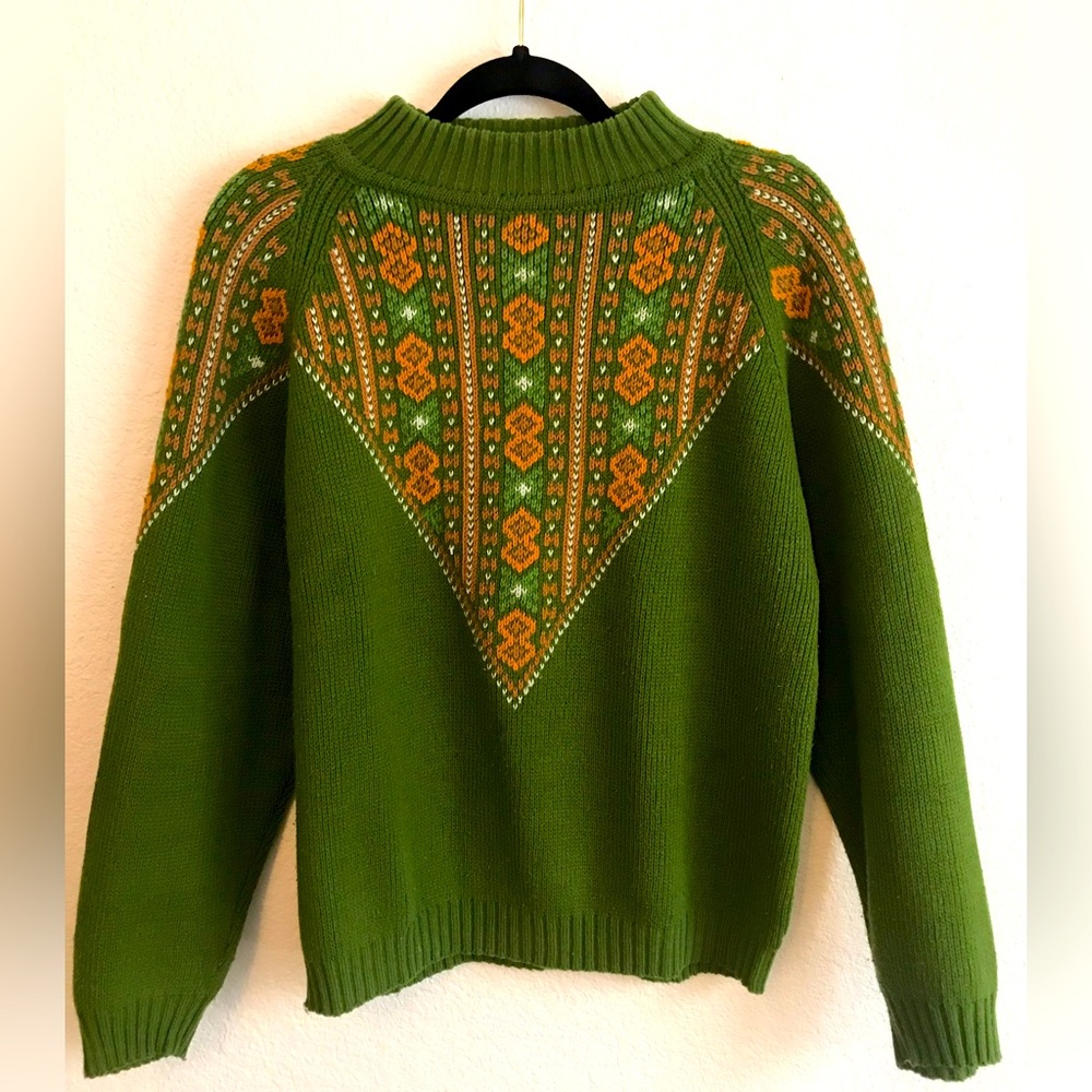 Vintage Nordic Fair Isle turtleneck sweater medium